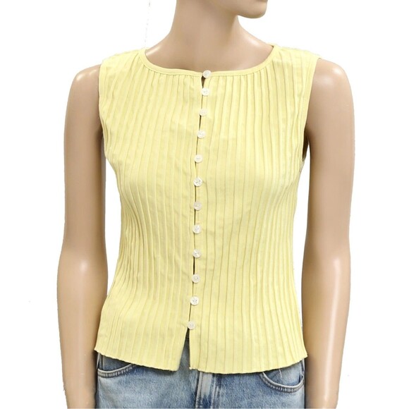 Free People Tilly Vest Blouse Top Knit Ribbed Buttondown Scoop-Neck L NEW 280641 - Picture 7 of 9